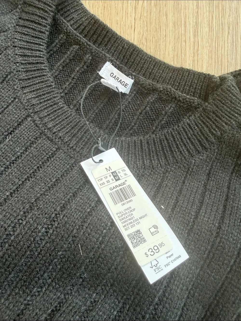 Garage Black Cropped Ribbed Sweater